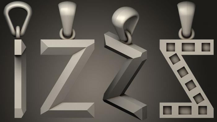 نموذج ثلاثي الأبعاد لآلة CNC مجوهرات قلادة بحرف Z 2