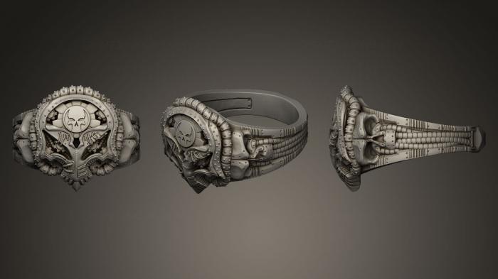 نموذج ثلاثي الأبعاد لآلة CNC خواتم مجوهرات خاتم الجمجمة Steampunk