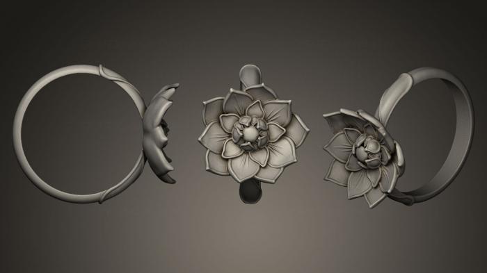 نموذج ثلاثي الأبعاد لآلة CNC خواتم مجوهرات خواطر حول زهرة الربيع