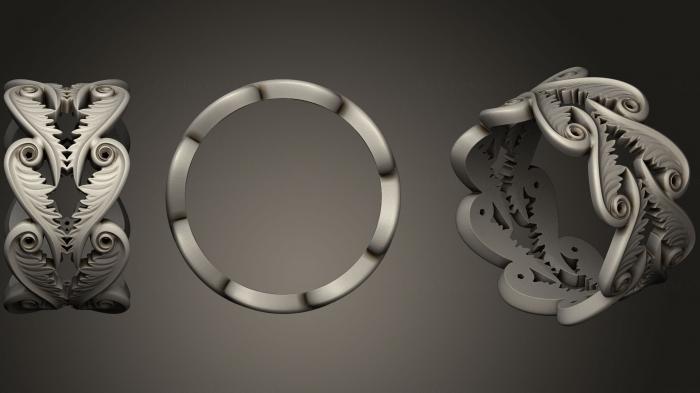 نموذج ثلاثي الأبعاد لآلة CNC خواتم مجوهرات أجنحة القلوب الباروك الدائري