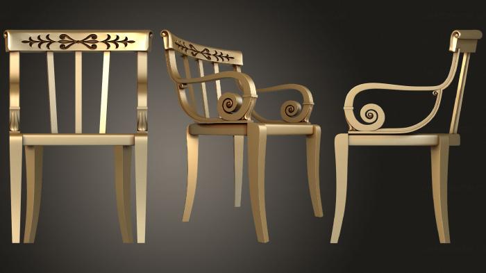 نموذج ثلاثي الأبعاد لآلة CNC الكراسي كرسي بذراعين على الطراز الروسي مع مساند للذراعين مستديرة