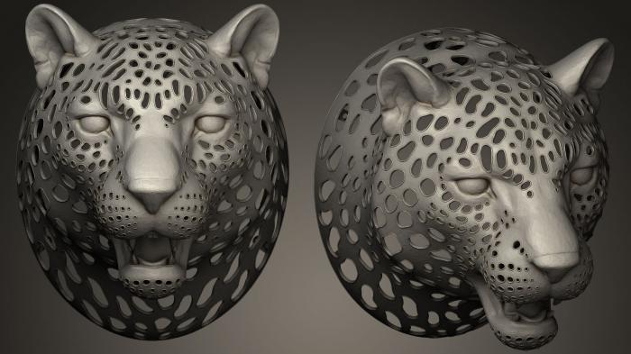 نموذج ثلاثي الأبعاد لآلة CNC أقنعة وكمامات الحيوانات نمط ثقب رأس الفهد