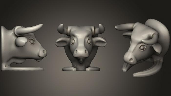 نموذج ثلاثي الأبعاد لآلة CNC أقنعة وكمامات الحيوانات تمثال رأس الثور على الوقوف