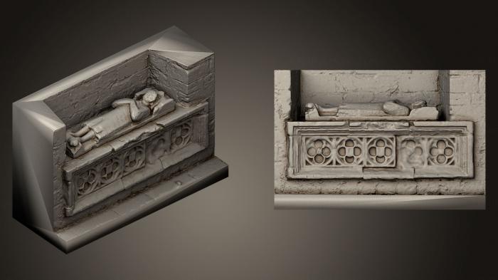 نموذج ثلاثي الأبعاد لآلة CNC نصب أواخر القرن الرابع عشر قبر مع دمية