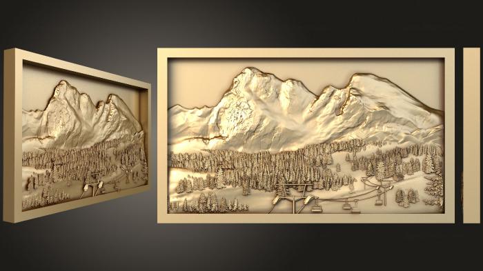 نموذج ثلاثي الأبعاد لآلة CNC لوحة فنية جبال الألب