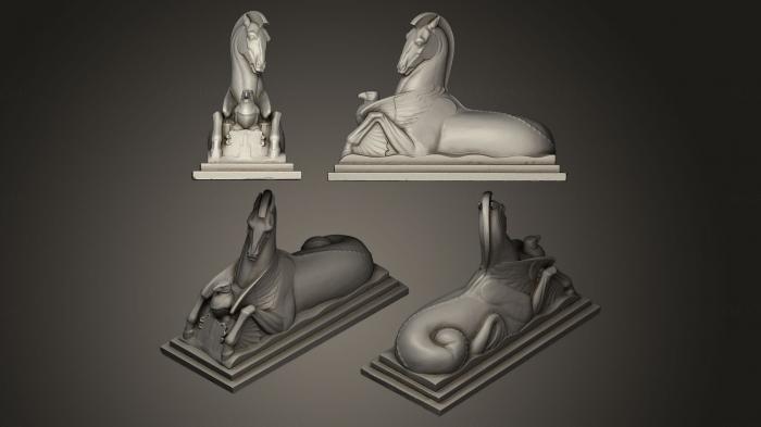 نموذج ثلاثي الأبعاد لآلة CNC التماثيل الحيوانية حصان البحر المائي والنسر