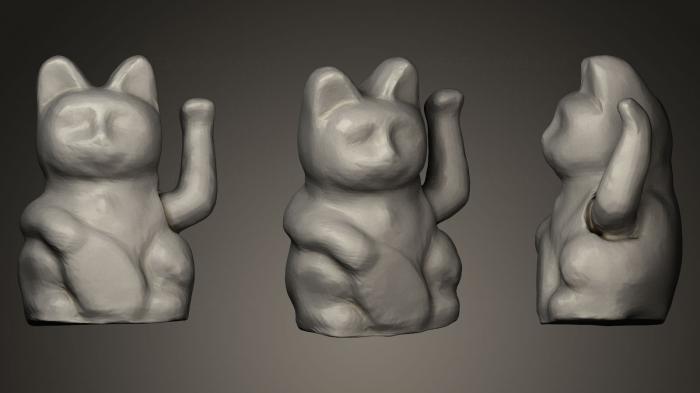 نموذج ثلاثي الأبعاد لآلة CNC التماثيل الحيوانية البلاستيك الرمادي Maneki neko