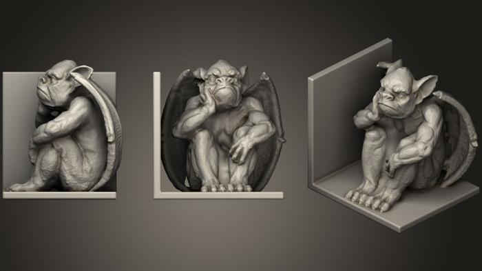 نموذج ثلاثي الأبعاد لآلة CNC التماثيل الحيوانية Gargoyle Bookend الحق