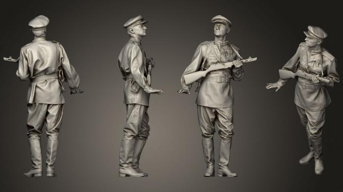 نموذج ثلاثي الأبعاد لآلة CNC التماثيل العسكرية رجل يرتدي بدلة ضابط سوفييتي مع ppsh